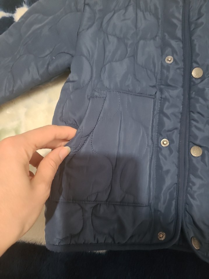 Düğmeli Erkek Çocuk Mavi Kapüşonlu Ceket - Görsel 3