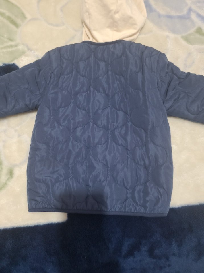 Düğmeli Erkek Çocuk Mavi Kapüşonlu Ceket - Görsel 5