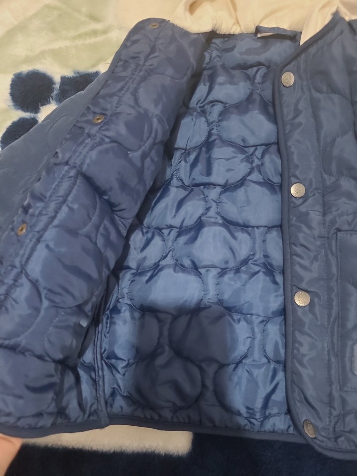 Düğmeli Erkek Çocuk Mavi Kapüşonlu Ceket - Görsel 2