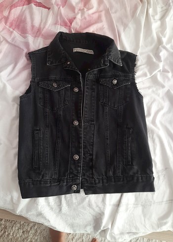 Siyah Kolsuz Denim Ceket