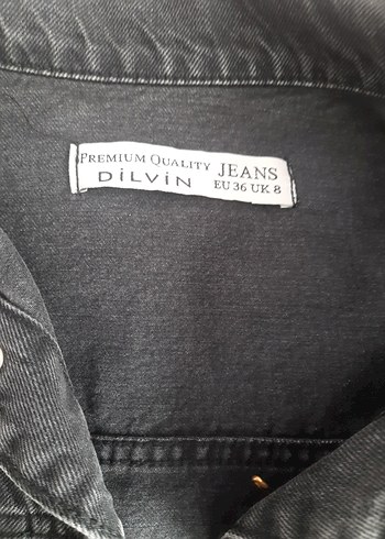 36 Beden Siyah Kolsuz Denim Ceket