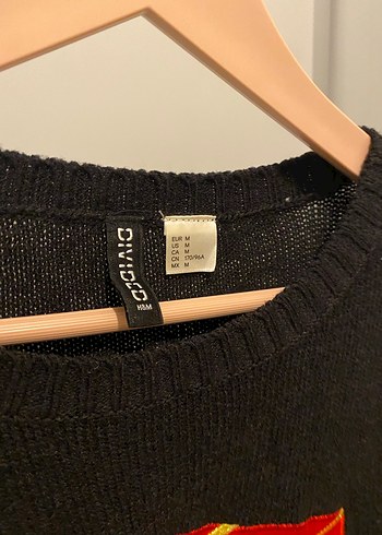 H&M Kadın Siyah Triko Kazak, Uzun Kollu, Baskılı - Görsel 3