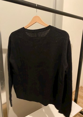 H&M Kadın Siyah Triko Kazak, Uzun Kollu, Baskılı - Görsel 4