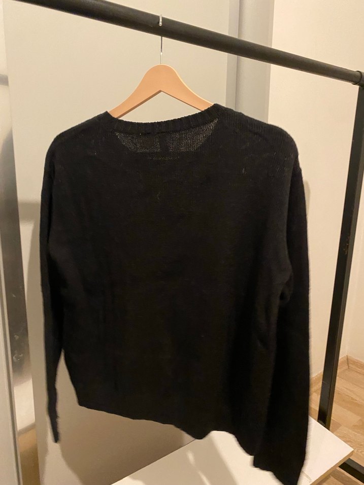 H&M Kadın Siyah Triko Kazak, Uzun Kollu, Baskılı - Görsel 4