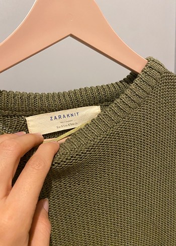 Zara Premium Kadın Haki Sırt Dekolteli Triko Kazak - Görsel 3