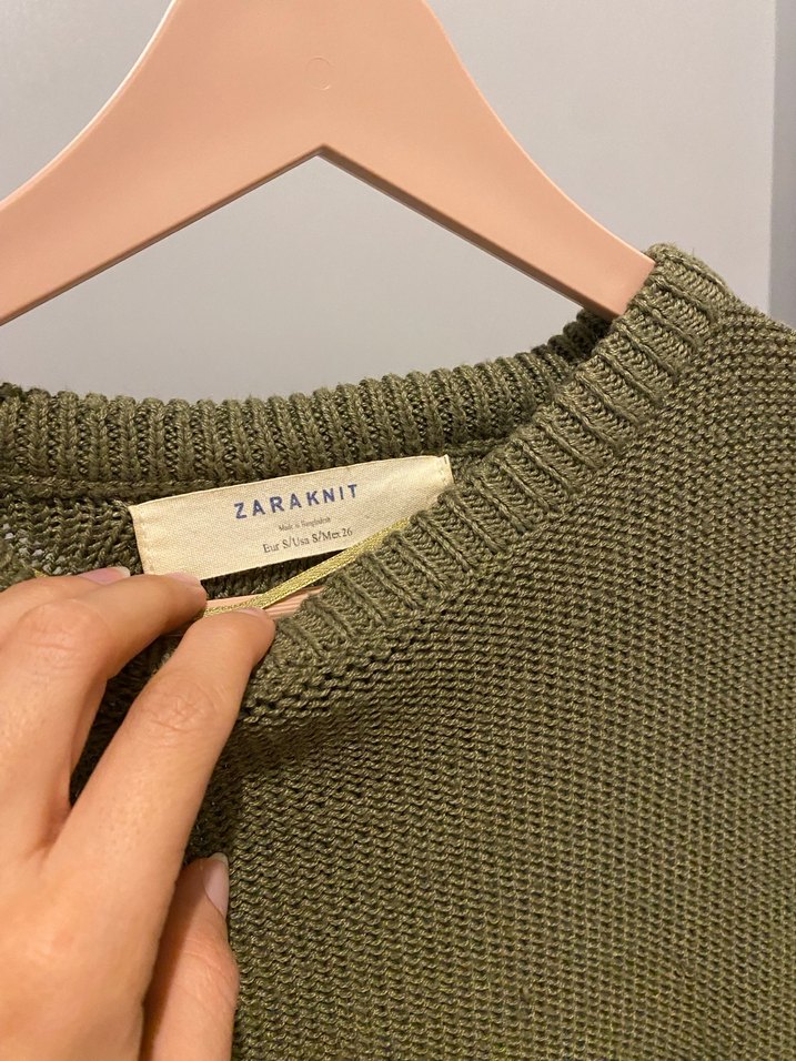 Zara Premium Kadın Haki Sırt Dekolteli Triko Kazak - Görsel 3