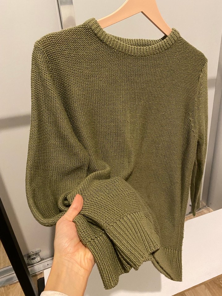 Zara Premium Kadın Haki Sırt Dekolteli Triko Kazak - Görsel 2