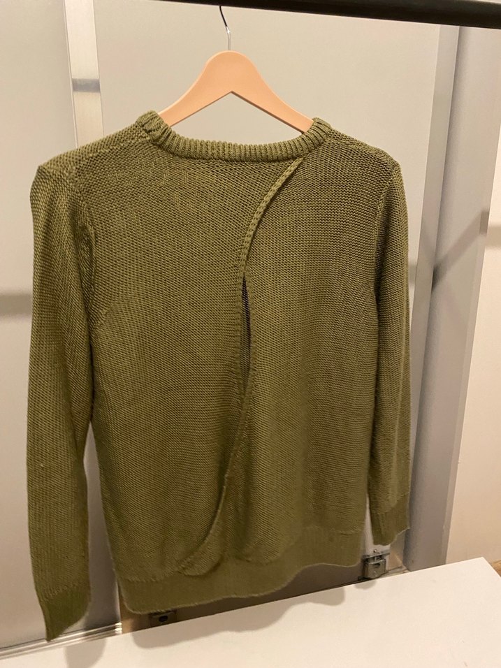 Zara Premium Kadın Haki Sırt Dekolteli Triko Kazak - Görsel 4