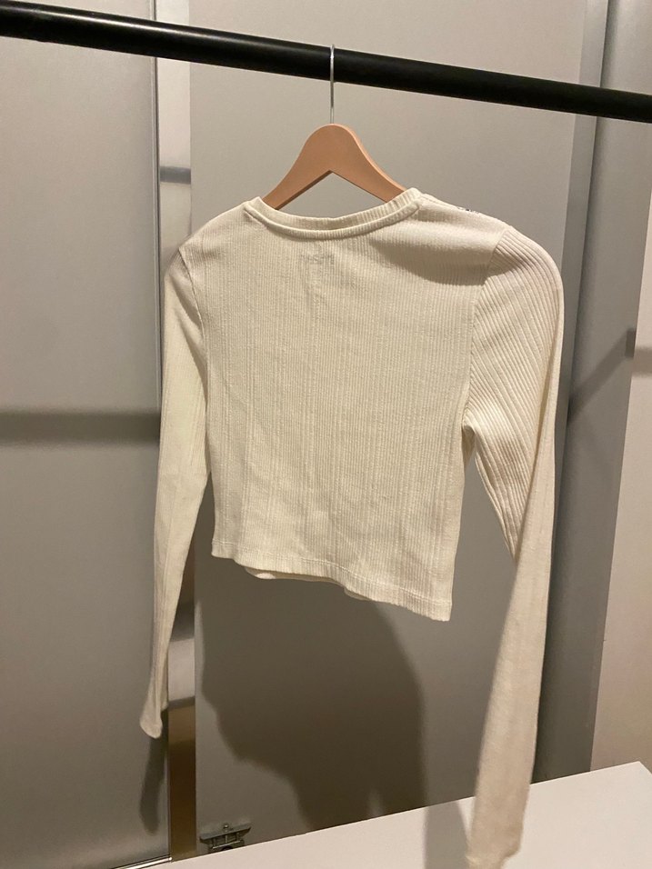 Mavi Uzun Kollu Crop Top - Görsel 4