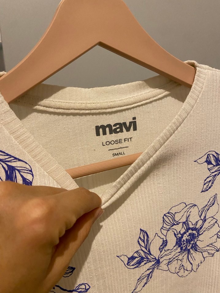 Mavi Uzun Kollu Crop Top - Görsel 3