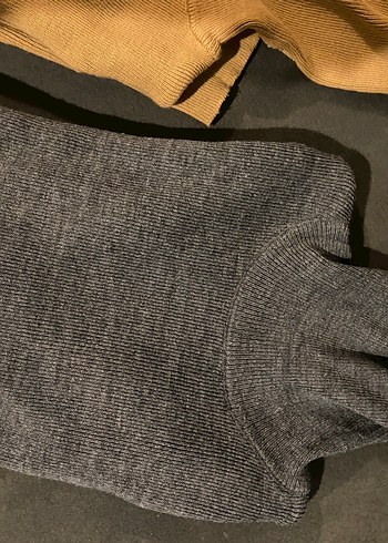 İkili Gri- Kahverengi Kadın Boğazlı Triko Kazak - Görsel 3