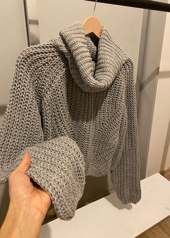 Oxxo Gri Örgü Boğazlı Kadın Kazak - Görsel 3