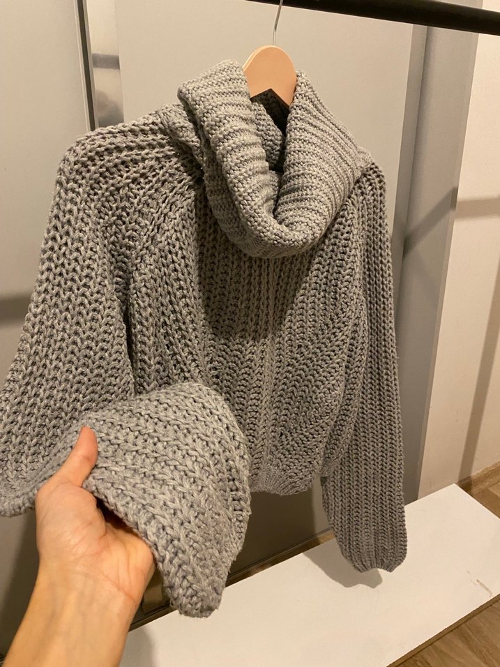 Oxxo Gri Örgü Boğazlı Kadın Kazak - Görsel 3