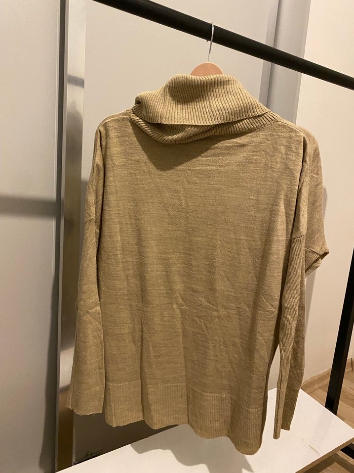 Bej Kadın Triko Boğazlı Kazak - Görsel 4