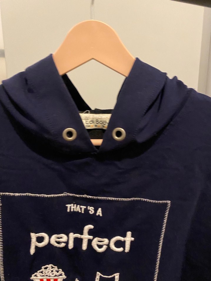 Lacivert Kapüşonlu Baskılı Kadın Sweatshirt - Görsel 3