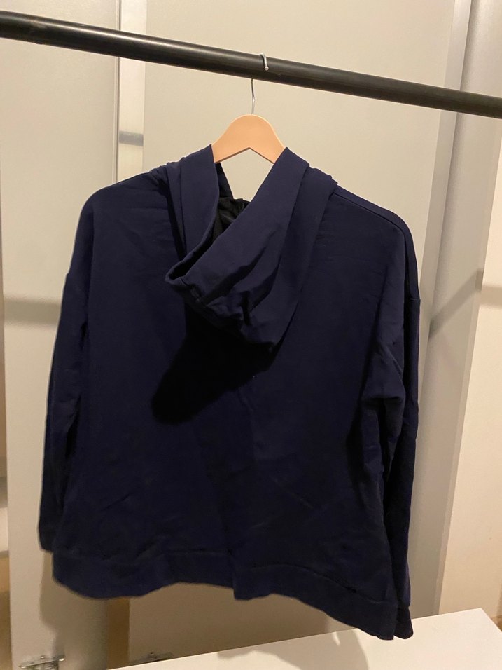 Lacivert Kapüşonlu Baskılı Kadın Sweatshirt - Görsel 4