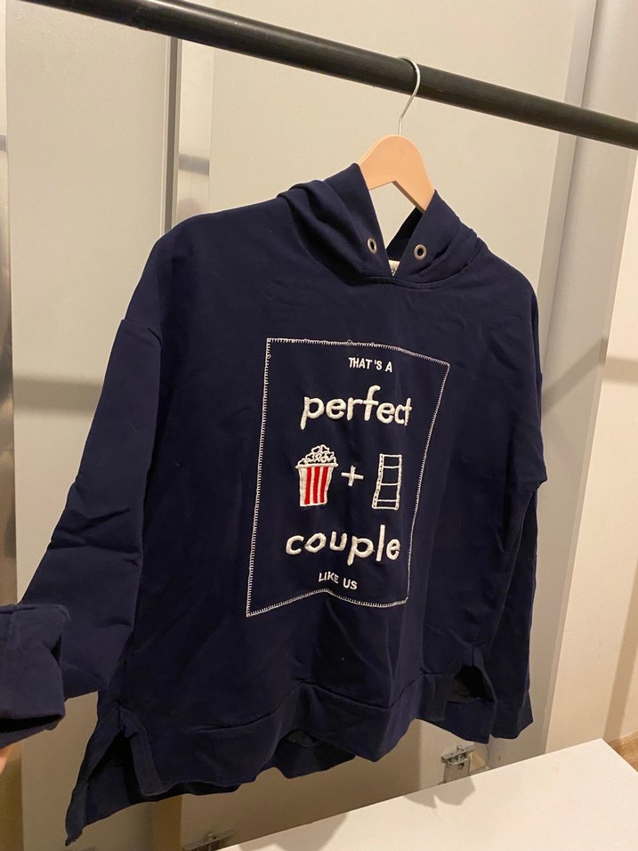 Lacivert Kapüşonlu Baskılı Kadın Sweatshirt - Görsel 2