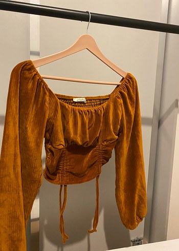 Kadife Drapeli Uzun Kollu Kadın Bluz - Görsel 4