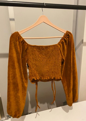 Kadife Drapeli Uzun Kollu Kadın Bluz - Görsel 5