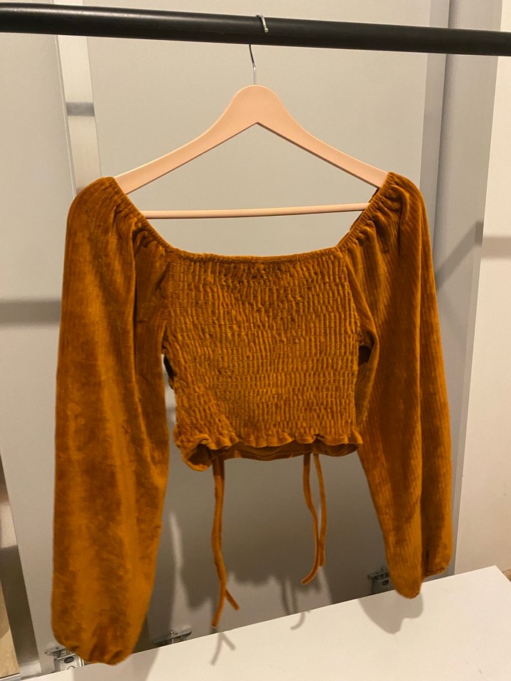 Kadife Drapeli Uzun Kollu Kadın Bluz - Görsel 5