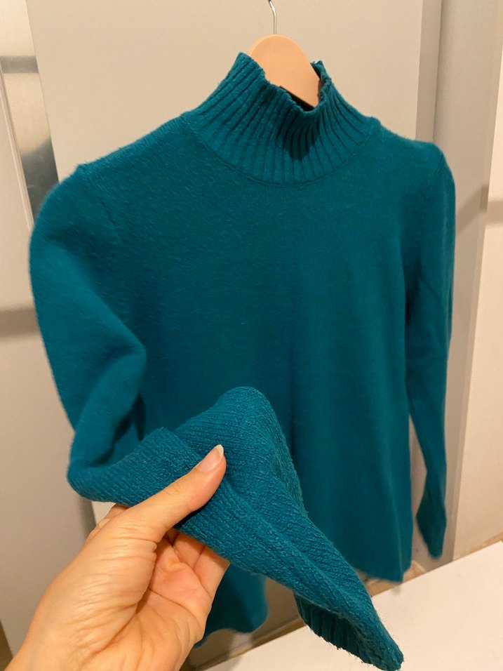 Turkuaz Kadın Yün Boğazlı Kazak - Görsel 2