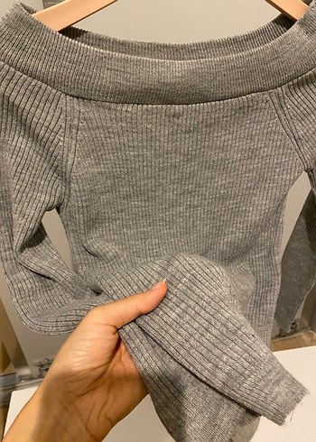 Gri Kadın Triko Kayık Yaka Kazak - Görsel 4