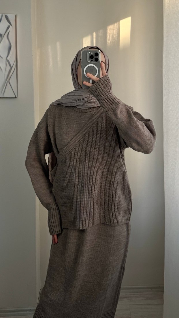 Kadın Vizon Uzun Triko Elbise - Görsel 3