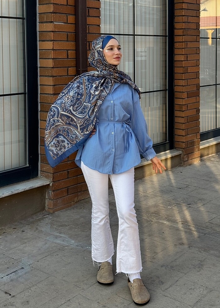 İp bağlamalı gömlek - Görsel 3