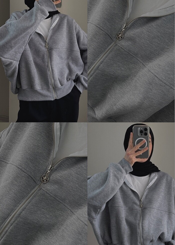 Şardonlu hırka - Gri - Görsel 2