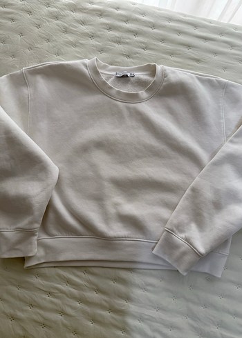 l Beden Beyaz Pamuklu Kadın Sweatshirt