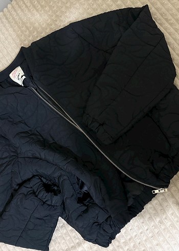38 Beden siyah Renk Siyah Bomber Fermuarlı Kadın Midi Mont