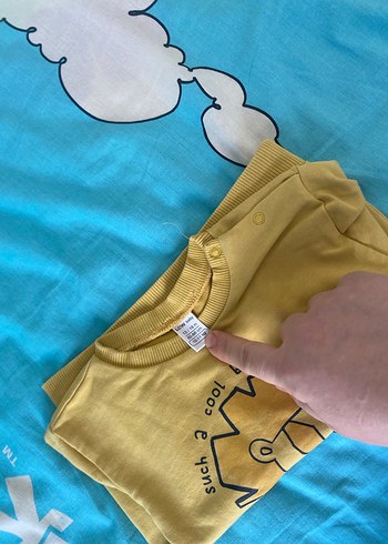 Uzun Kollu Sarı Baskılı Bebek Takımı - Görsel 3