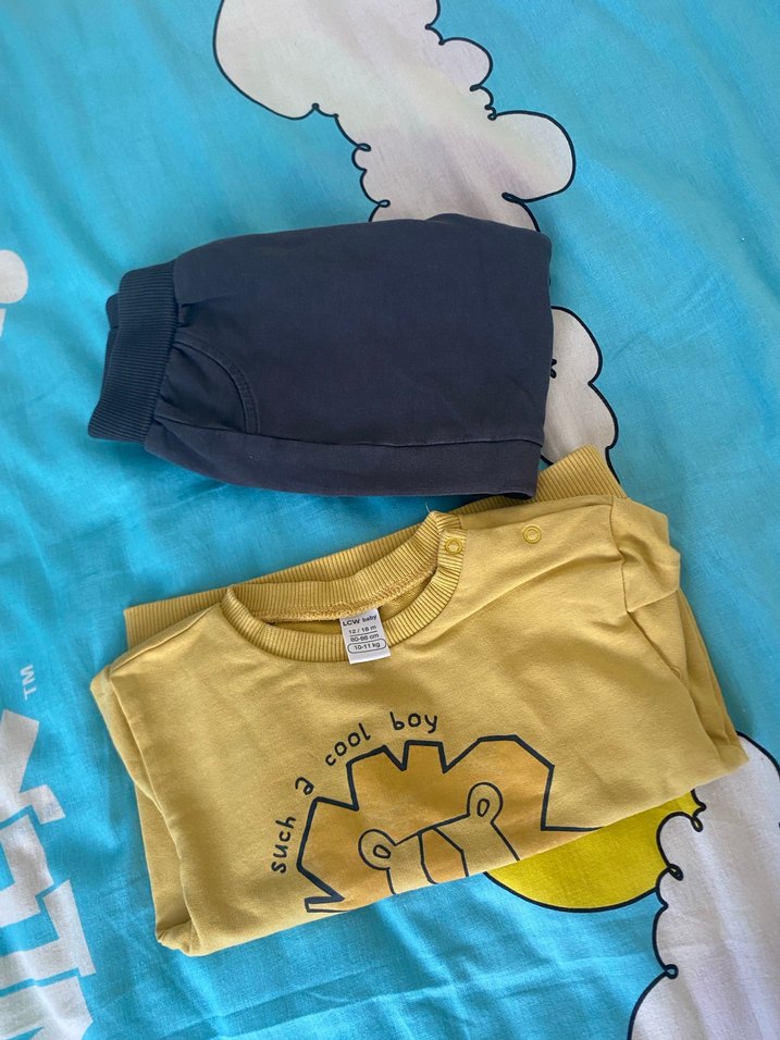 Uzun Kollu Sarı Baskılı Bebek Takımı - Görsel 4