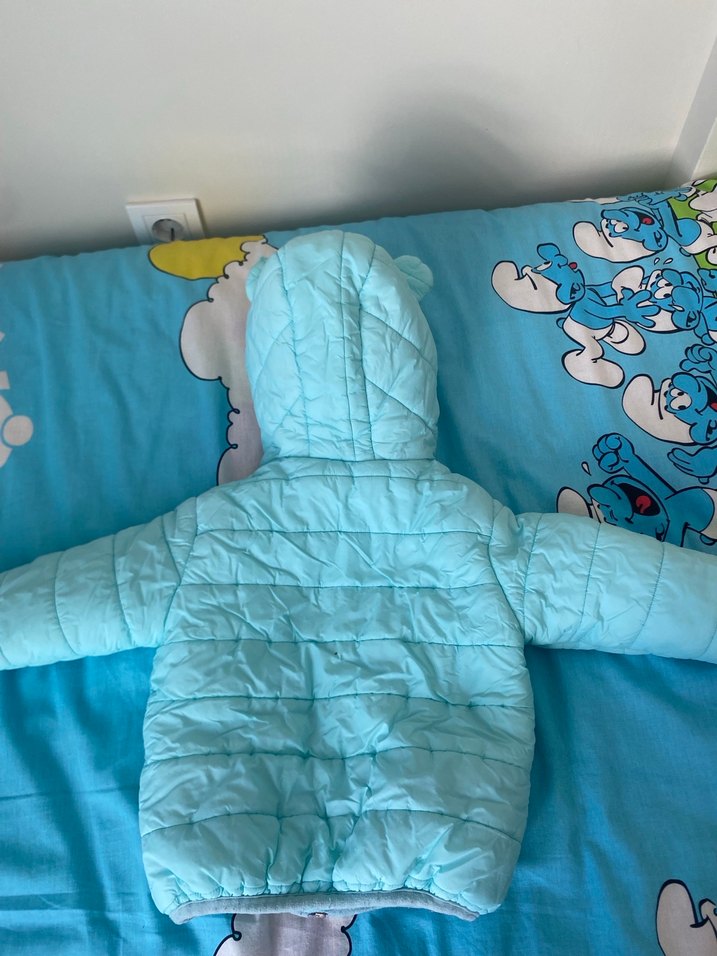 Kapüşonlu Mavi Fermuarlı Erkek Çocuk Mont - Görsel 4