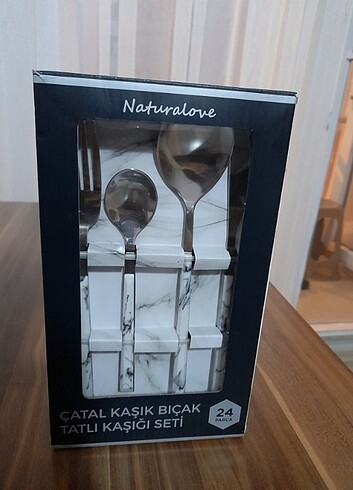 Mermer desen çatal kaşık bıçak seti