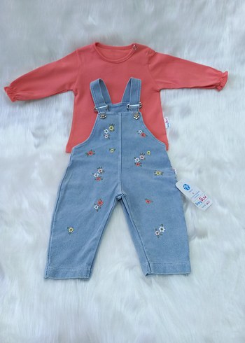 Nakışlı Kot Bahçıvan Tulum ve Pembe Uzun Kollu Bluz - Görsel 5