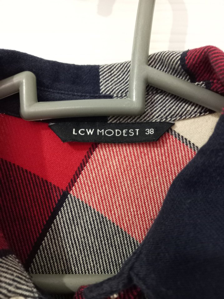 Kadın Bordo Ekose Uzun Kollu Gömlek - Görsel 4