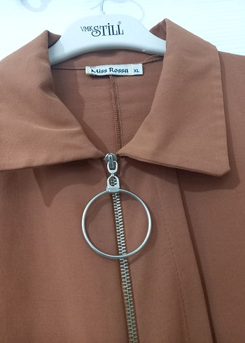 Uzun Kollu Düğmeli Taba Tunik - Görsel 2