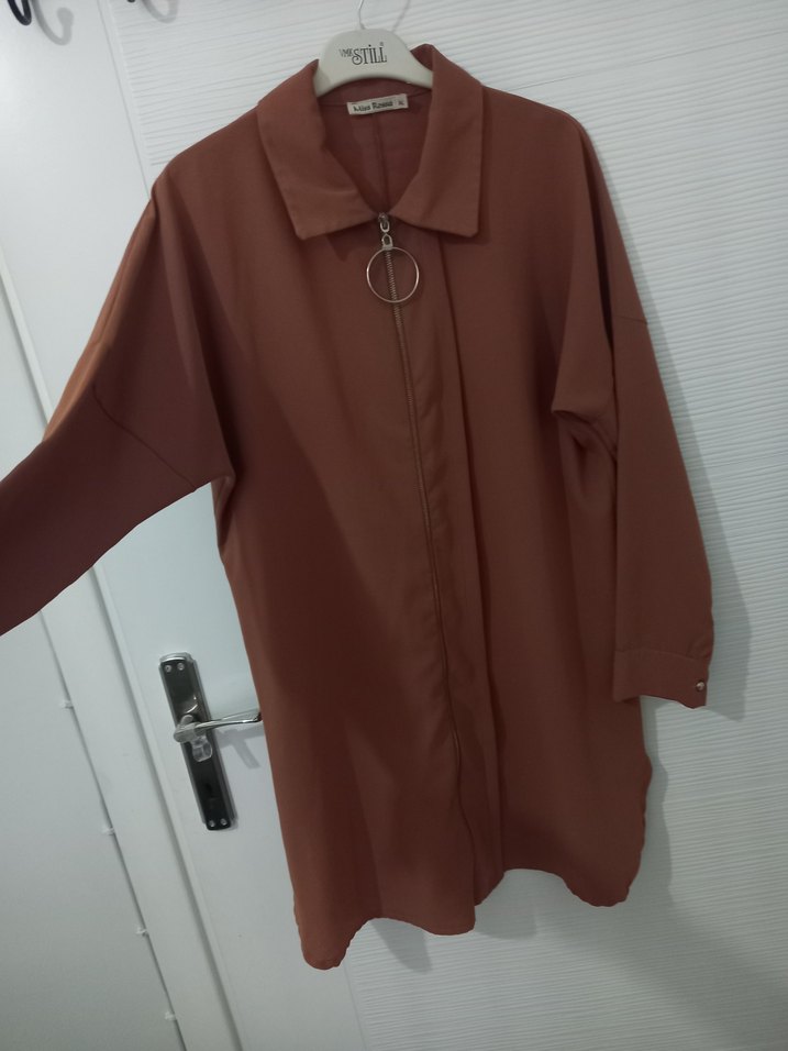 Uzun Kollu Düğmeli Taba Tunik - Görsel 4