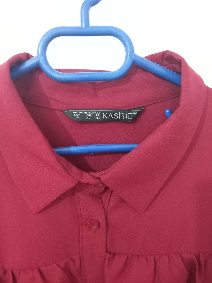 Bordo Uzun Kollu Fırfırlı Tunik - Görsel 3