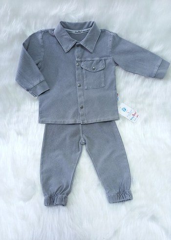 Gri Denim Bebek Erkek Takım Çıtçıtlı - Görsel 3
