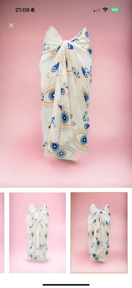 Beyaz Baskılı Uzun Bohem Pareo - Görsel 3