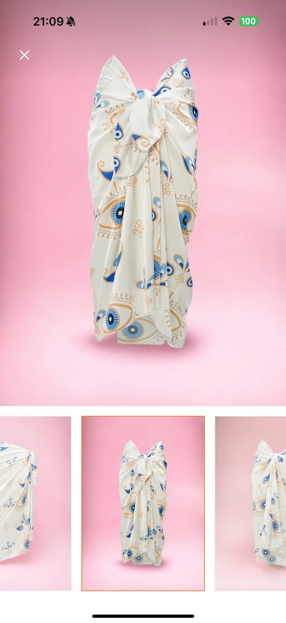 Beyaz Baskılı Uzun Bohem Pareo - Görsel 2