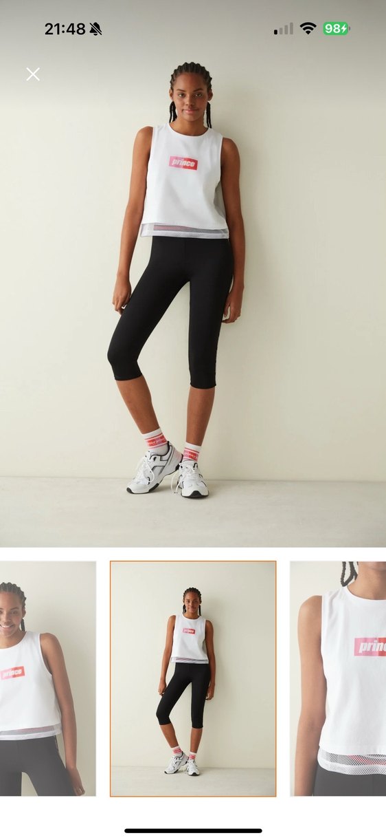 Beyaz Baskılı Kolsuz Mini Spor Üst - Görsel 2