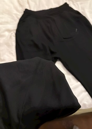 Siyah Keten Rahat Kesim Kadın Eşofman Altı - Görsel 2