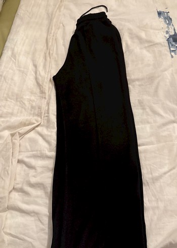 Siyah Keten Rahat Kesim Kadın Eşofman Altı - Görsel 6