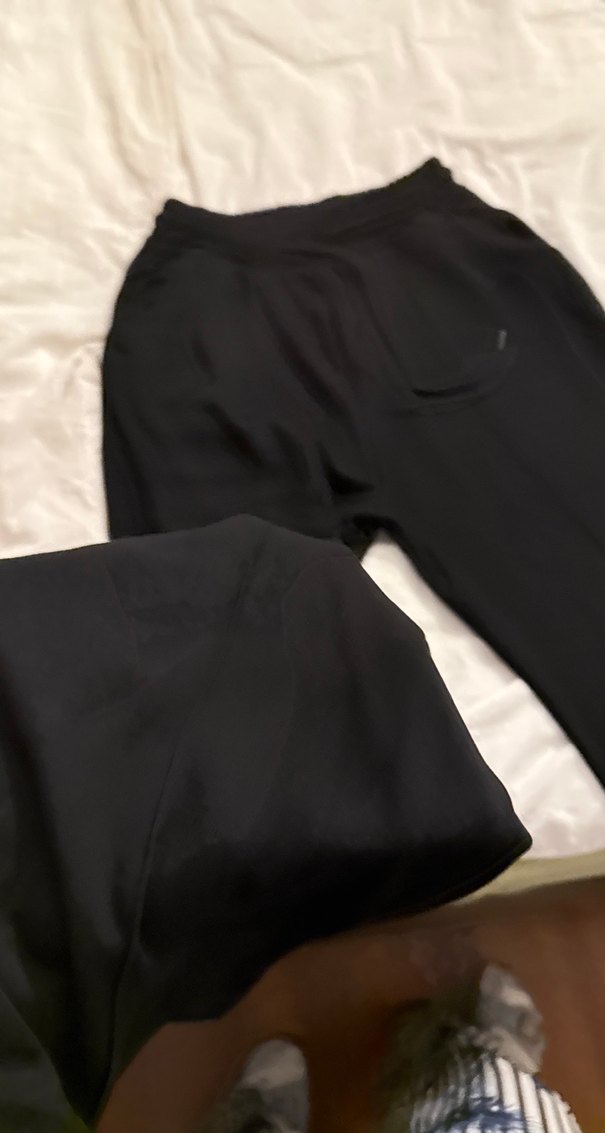 Siyah Keten Rahat Kesim Kadın Eşofman Altı - Görsel 2