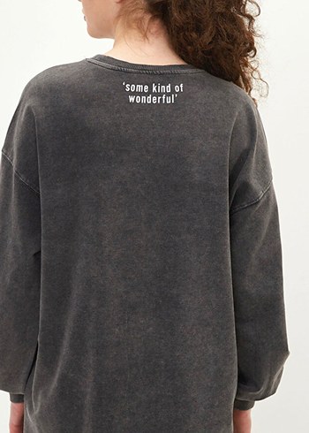 Gri Kadın Salaş Sweatshirt elbise - Görsel 4