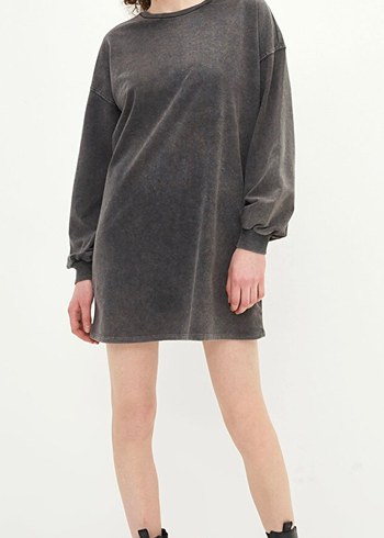 Gri Kadın Salaş Sweatshirt elbise - Görsel 3