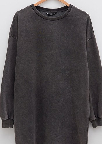 Gri Kadın Salaş Sweatshirt elbise - Görsel 5